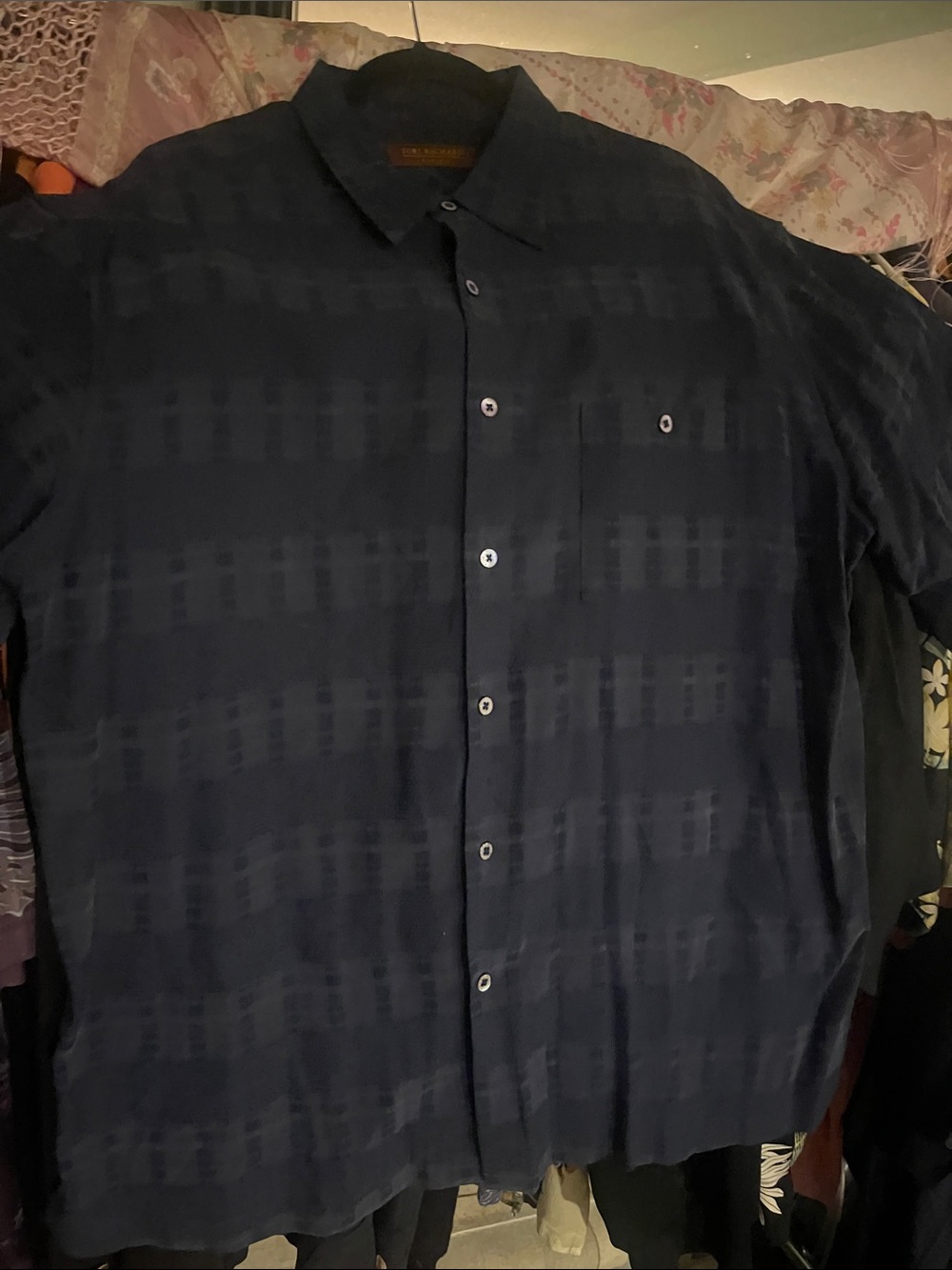 Tori Richard Black Textured Short-Sleeve Camp Shirt